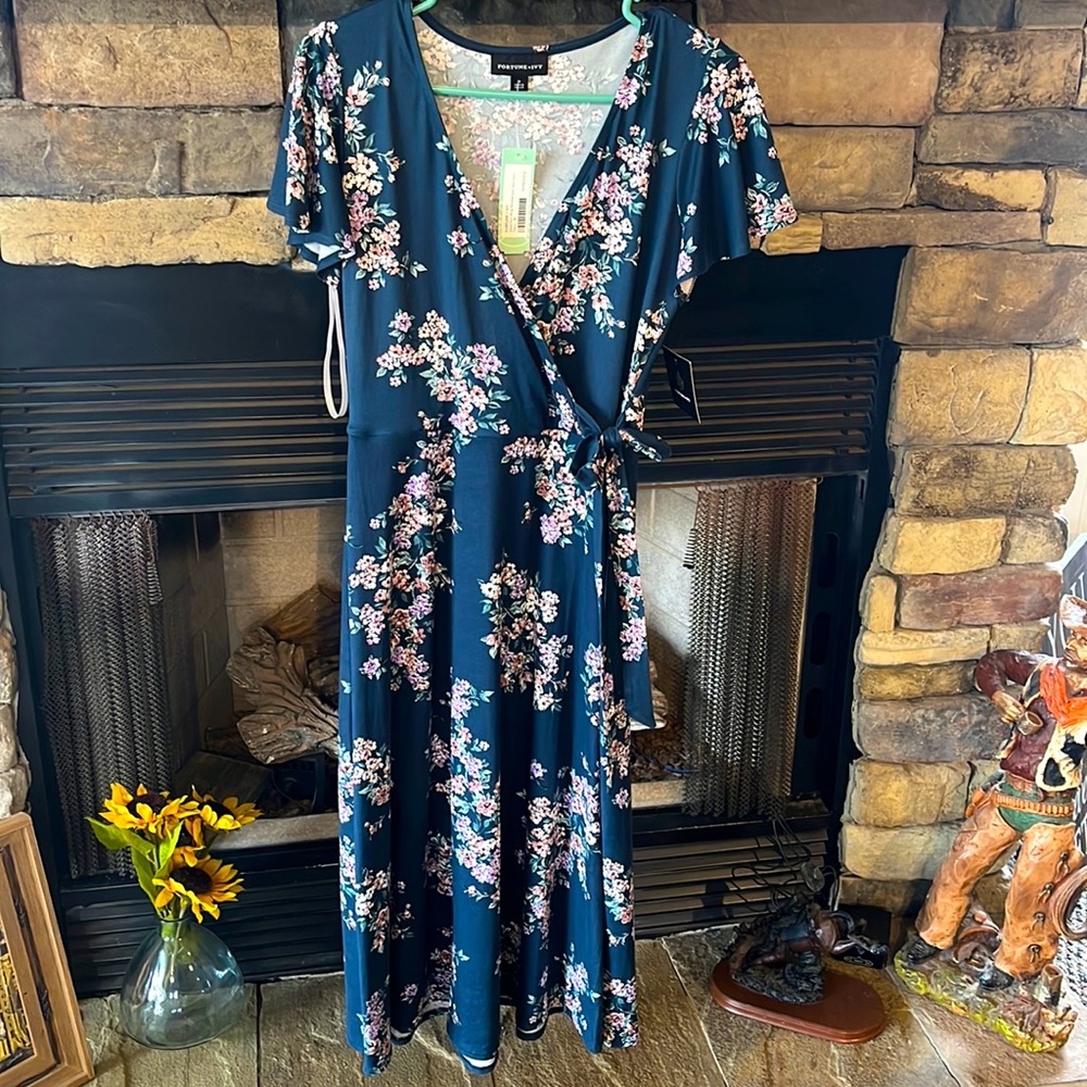 Irene Faux Wrap Brushed Knit Maxi Dress